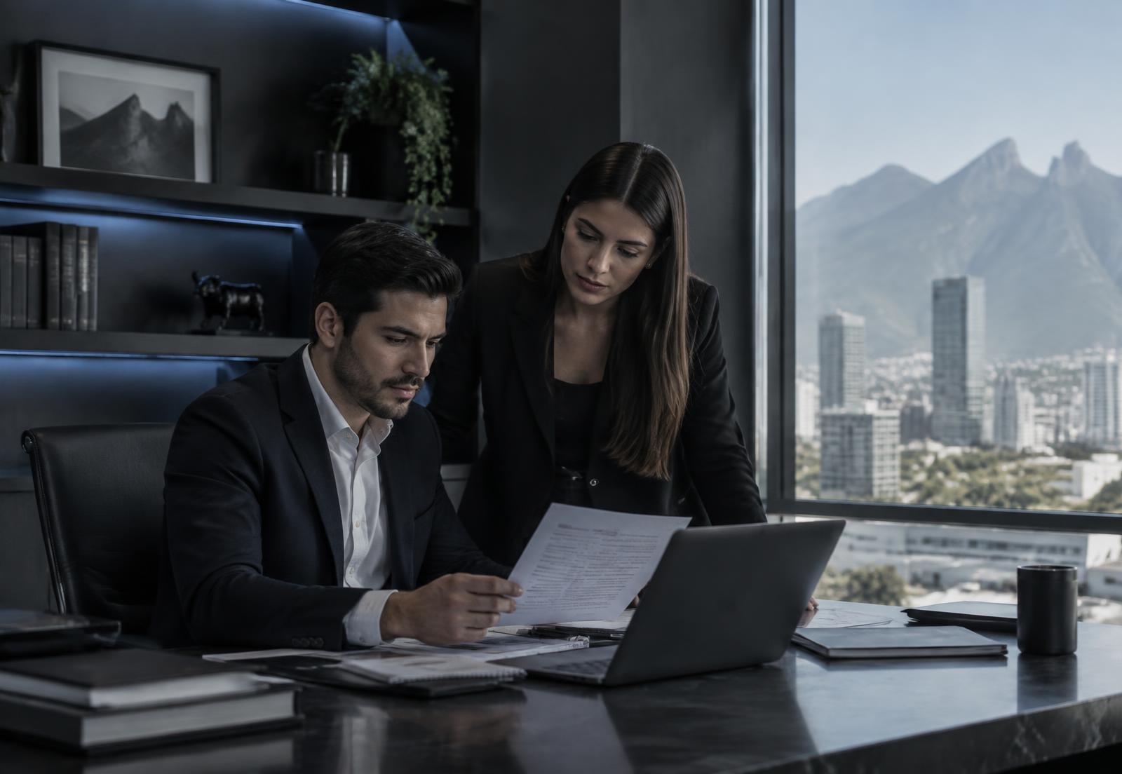Equipo comercial revisando información de su operación en una oficina.